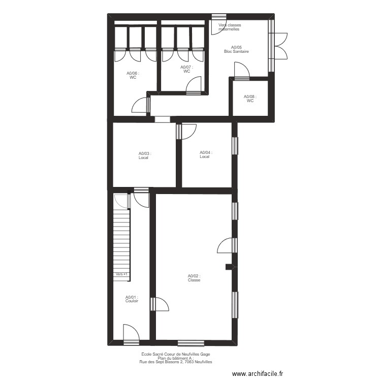 EDLG 7B2 A Niv 0 devant. Plan de 8 pièces et 62 m2