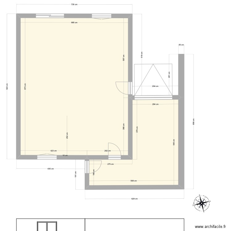 demande de travaux. Plan de 2 pièces et 80 m2