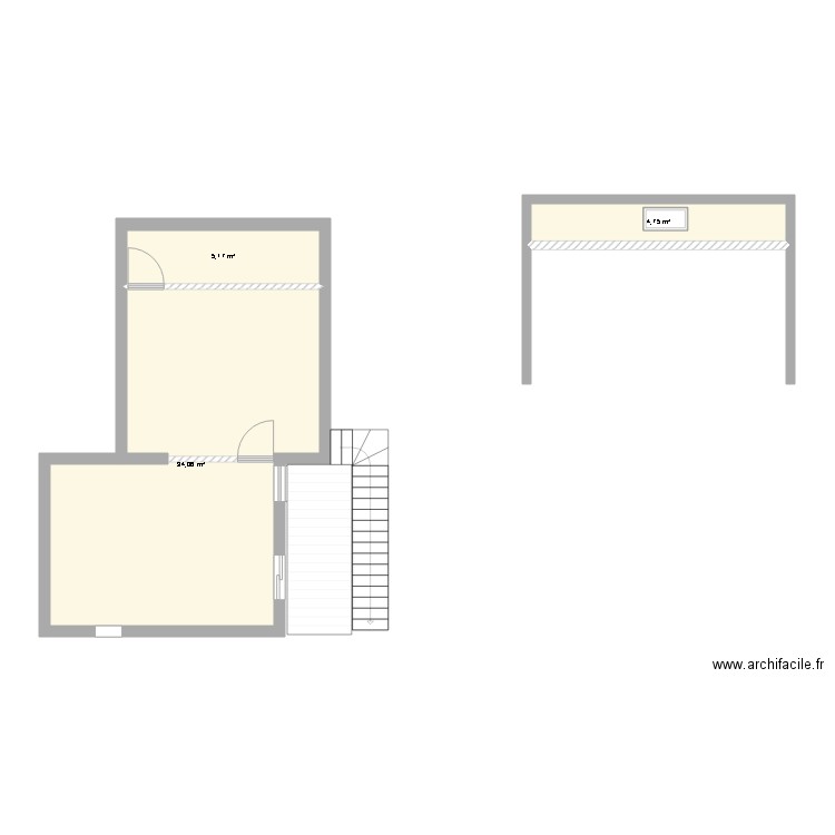 jklmpo. Plan de 3 pièces et 44 m2