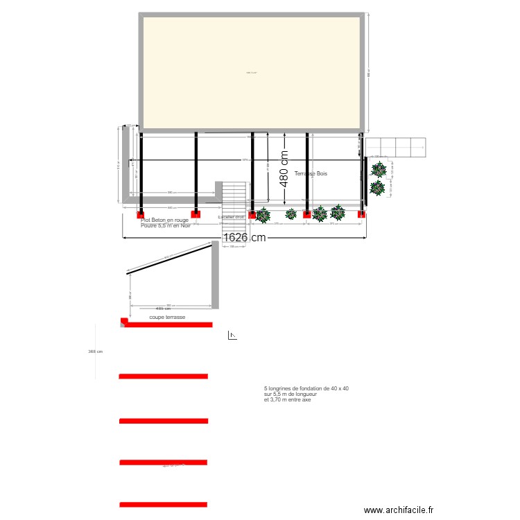 Terrasse Sadirac . Plan de 1 pièce et 109 m2