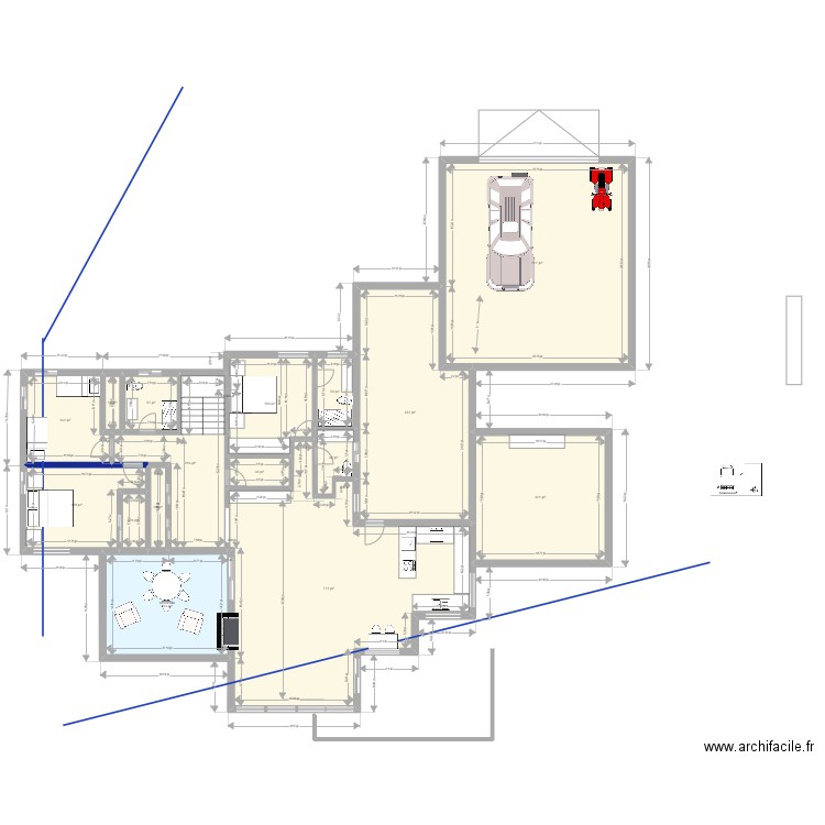 vieux chalet PLAN RENO + GARAGE. Plan de 19 pièces et 416 m2