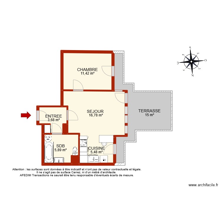 BI 8881. Plan de 9 pièces et 59 m2