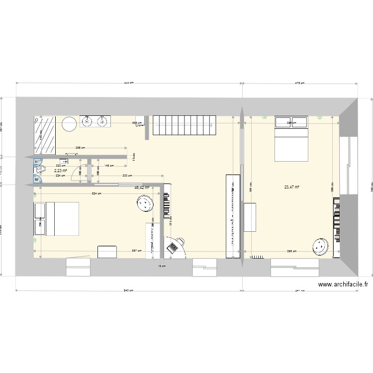 1er étage 30 mai 2021. Plan de 3 pièces et 72 m2