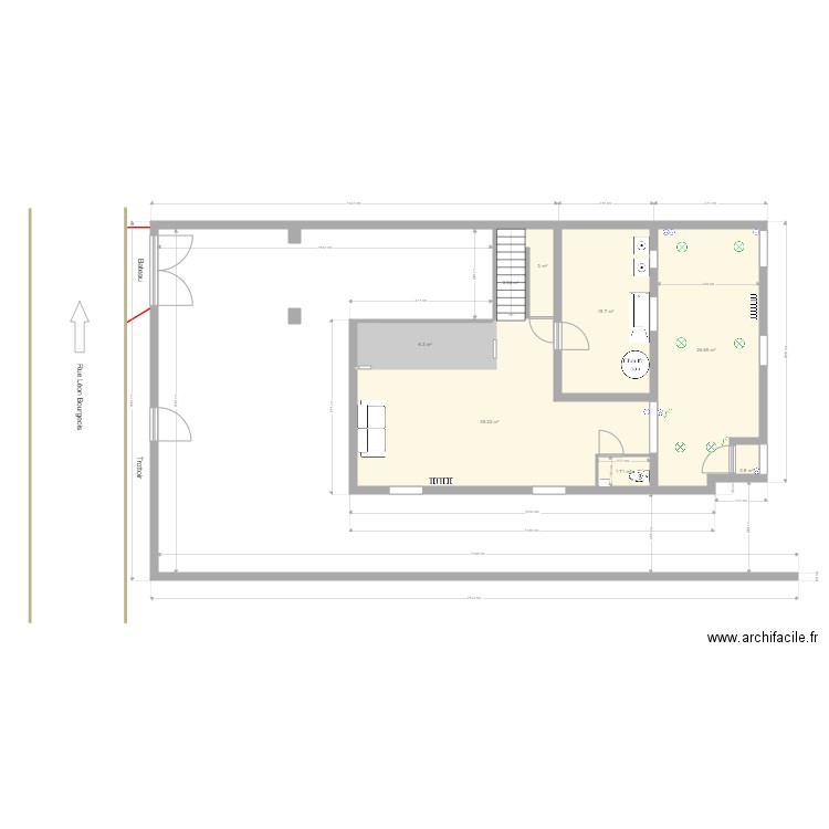 sous sol - sauvergarde. Plan de 8 pièces et 91 m2