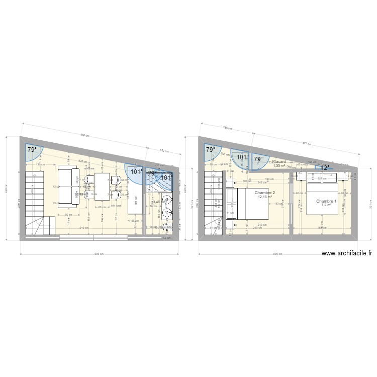 Appart jardin. Plan de 5 pièces et 42 m2