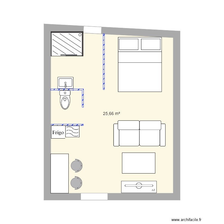 Plan Airbnb avec meubles. Plan de 0 pièce et 0 m2