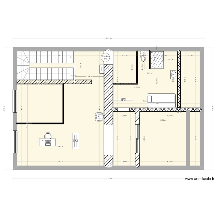 combles amenagees sans ascenc nouv tropez poele. Plan de 4 pièces et 85 m2