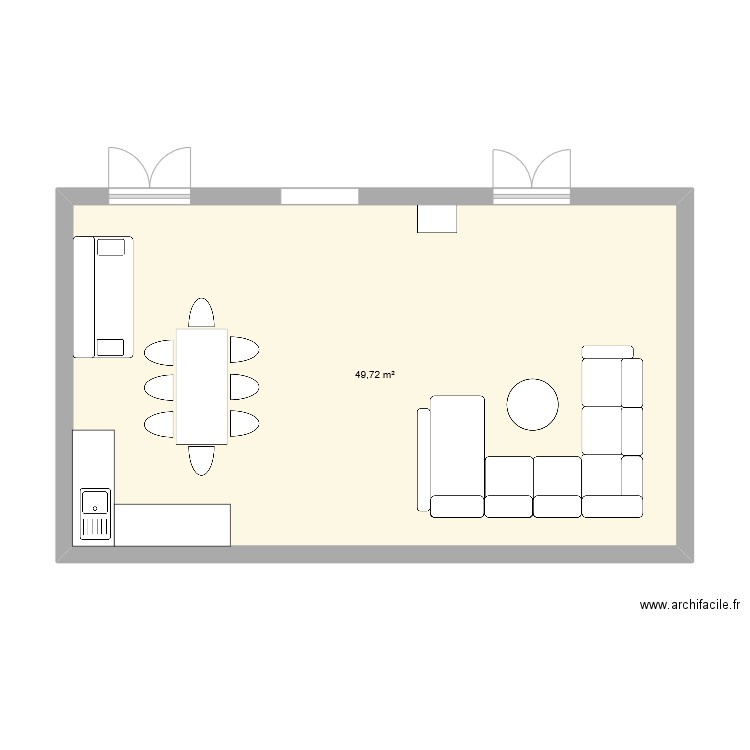 exterieur. Plan de 1 pièce et 50 m2