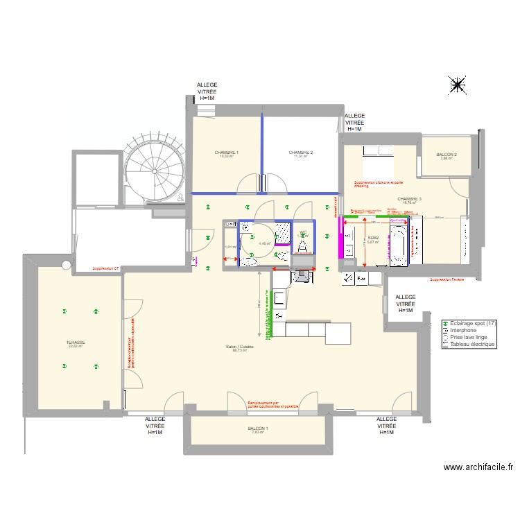 Plan Open Sky TMA v5. Plan de 16 pièces et 204 m2