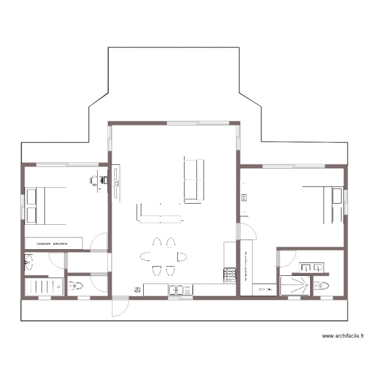 Plan meublé et cuisine. Plan de 0 pièce et 0 m2