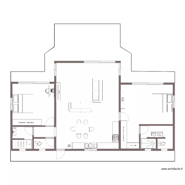 Plan meublé et cuisine. Plan de Plan meublé et cuisine. Plan de