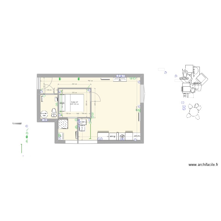 annick. Plan de 3 pièces et 36 m2