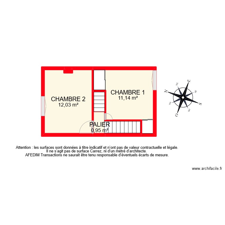 BI 10499 ETAGE . Plan de 6 pièces et 27 m2