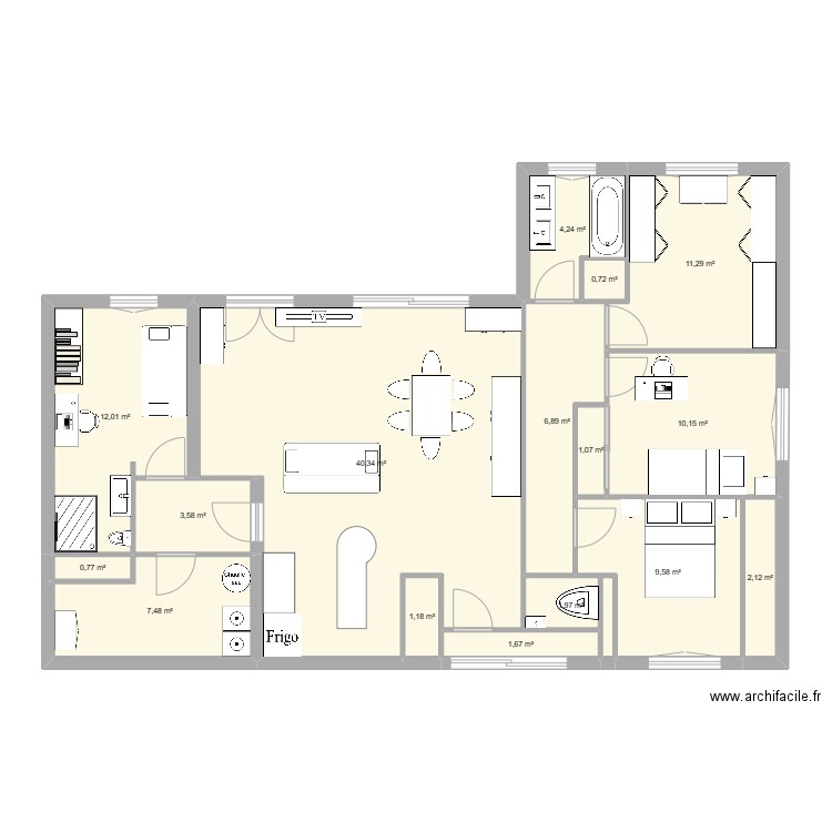 MaisonVilleneuve. Plan de 16 pièces et 115 m2