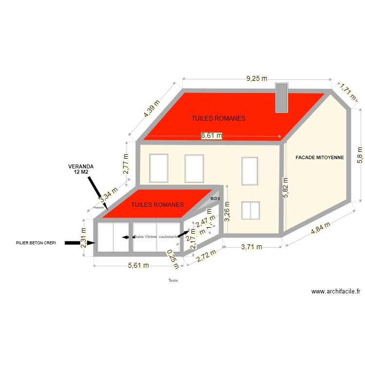 PLAN FACADE. Plan de 6 pièces et 101 m2