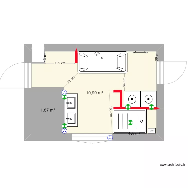 SALLE DE BAIN. Plan de 