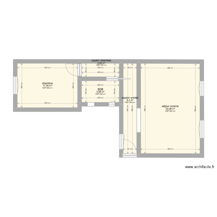 Appart Cec Chichi. Plan de 5 pièces et 46 m2