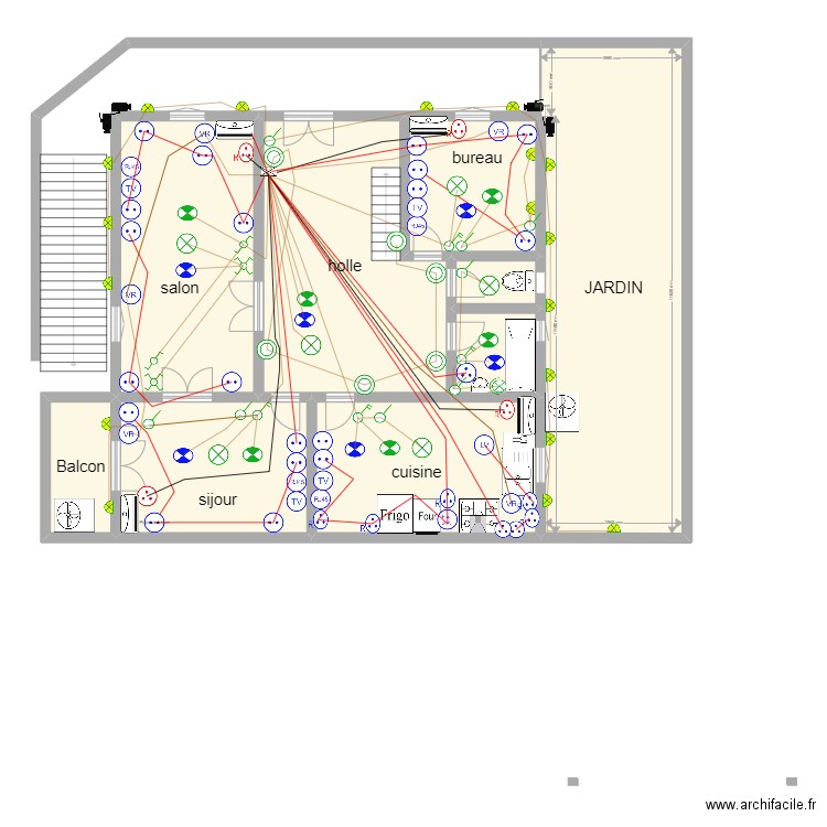 GALMA R.D.CH.N1FINI. Plan de 9 pièces et 185 m2