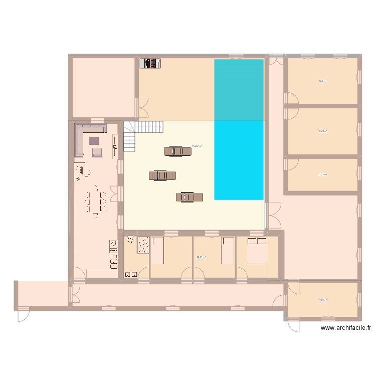 Houch Djerba. Plan de 6 pièces et 209 m2