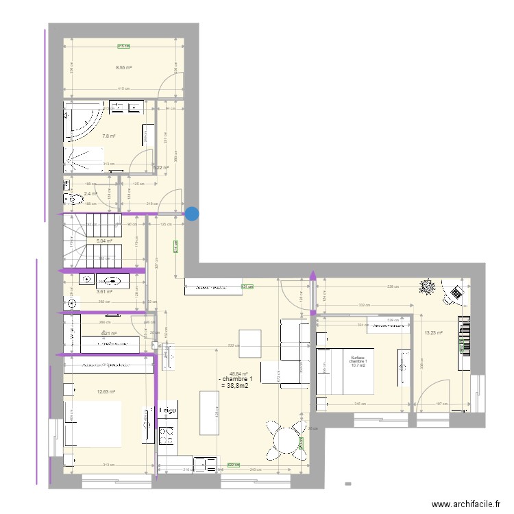 RDJ Jacqueline  aménagé 2 chambres V1. Plan de 0 pièce et 0 m2