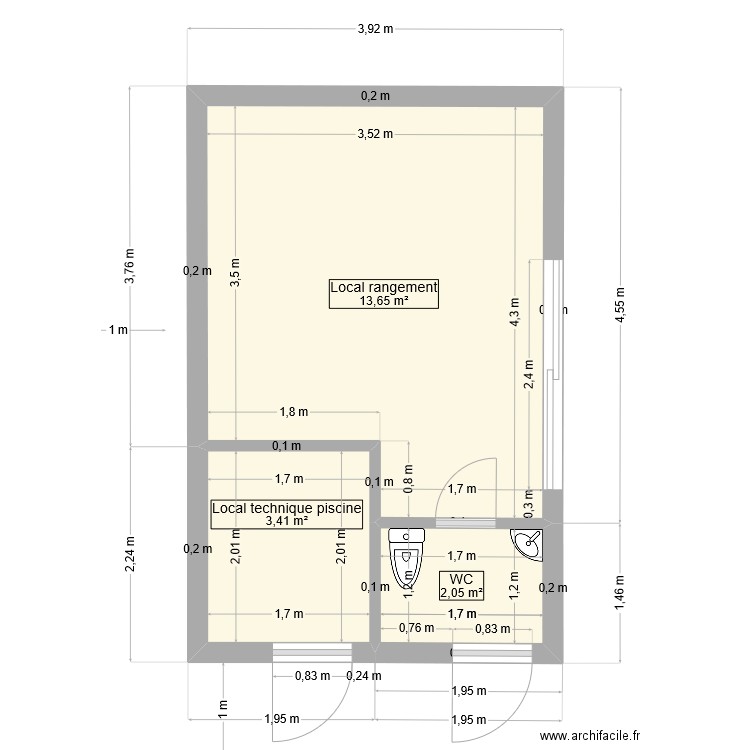 plan local technique définitif2. Plan de 3 pièces et 19 m2