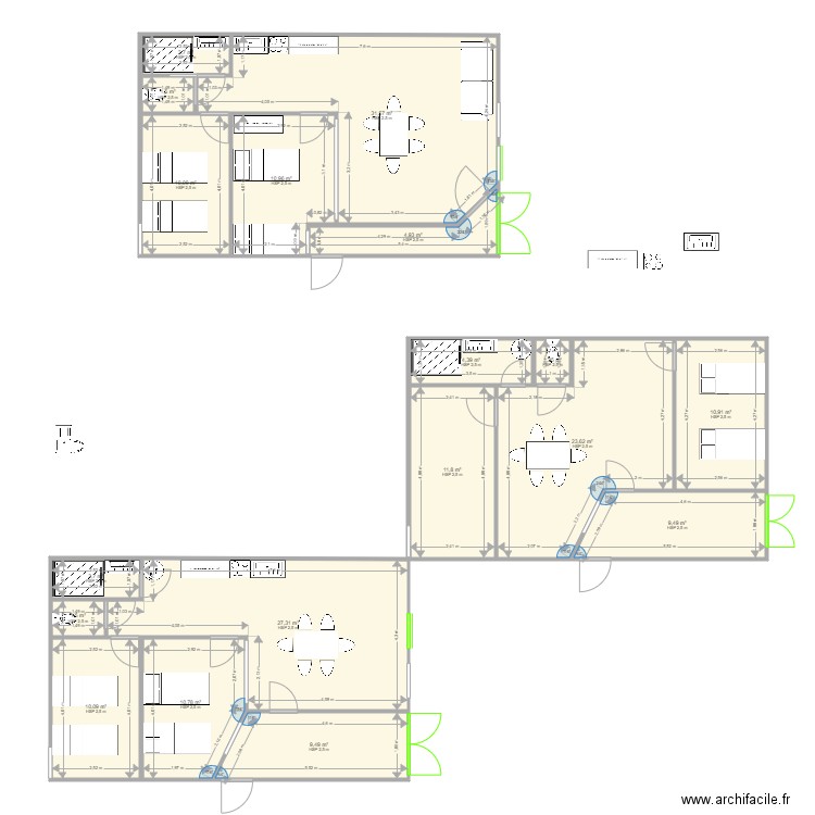 Studio3V2. Plan de 18 pièces et 185 m2