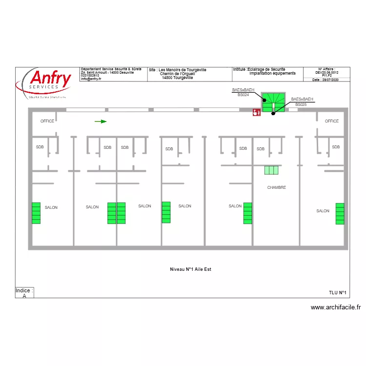 Mannoir Tourg&eacute;ville N1 Aile Est. Plan de 
