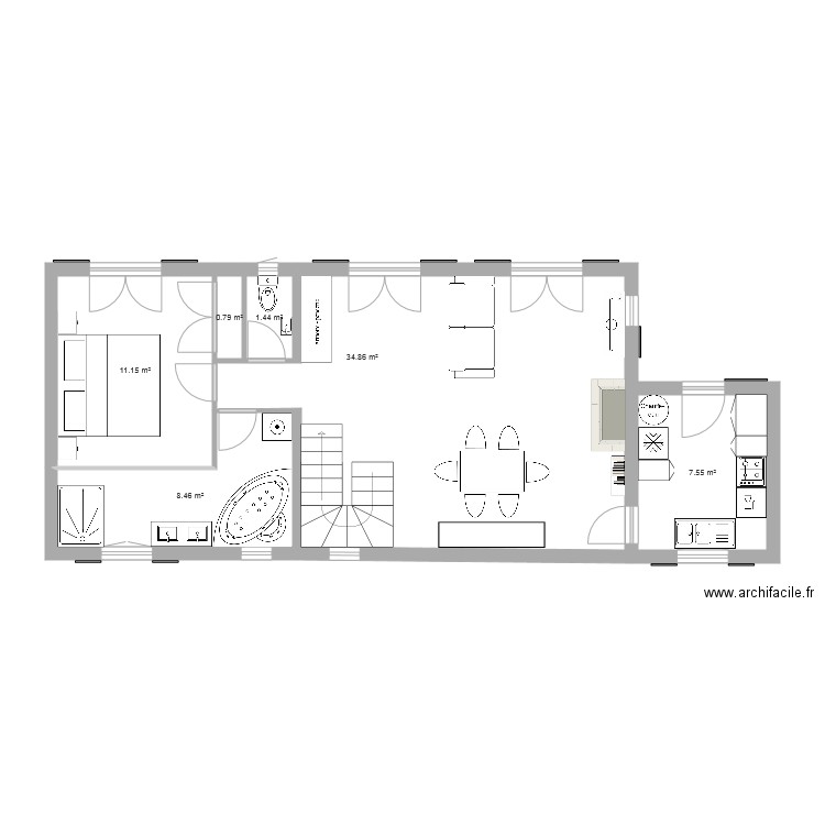 maison grun bordas 120 m2 projection avec mofications. Plan de 0 pièce et 0 m2