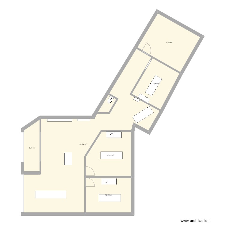 institut. Plan de 6 pièces et 124 m2