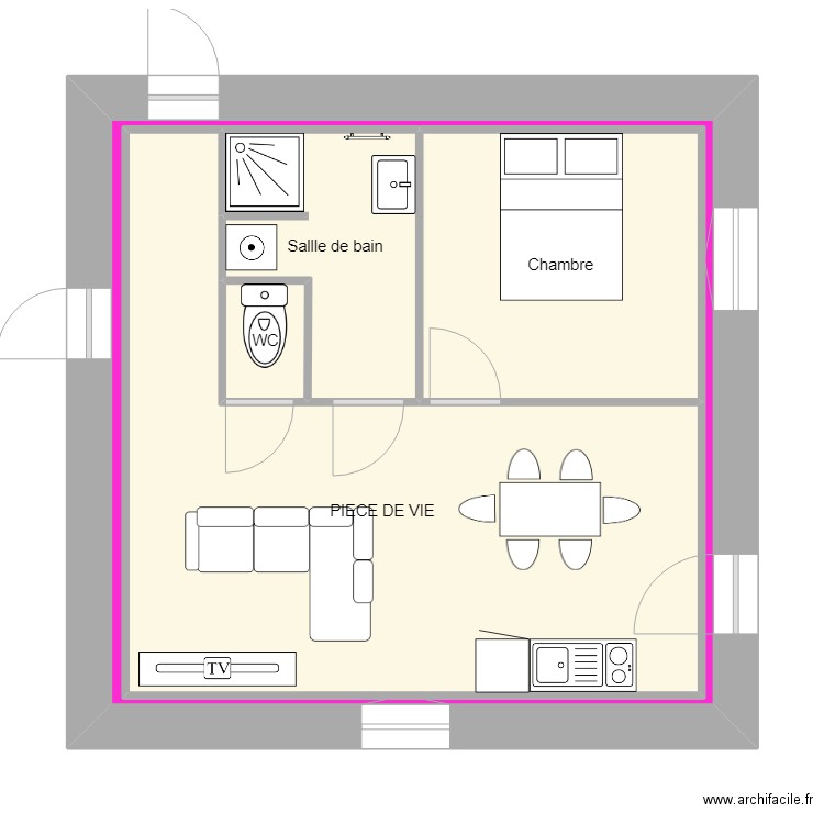 Langouste. Plan de 5 pièces et 85 m2