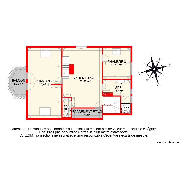 BI 7927 ETAGE PASCAL. Plan de 8 pièces et 103 m2