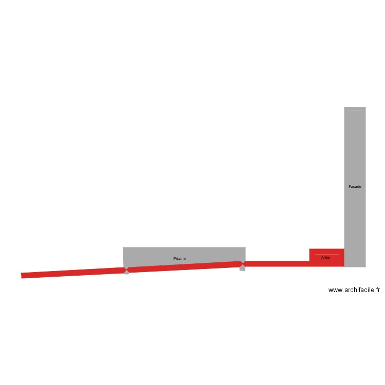 plan de coupe piscine. Plan de 3 pièces et 8 m2