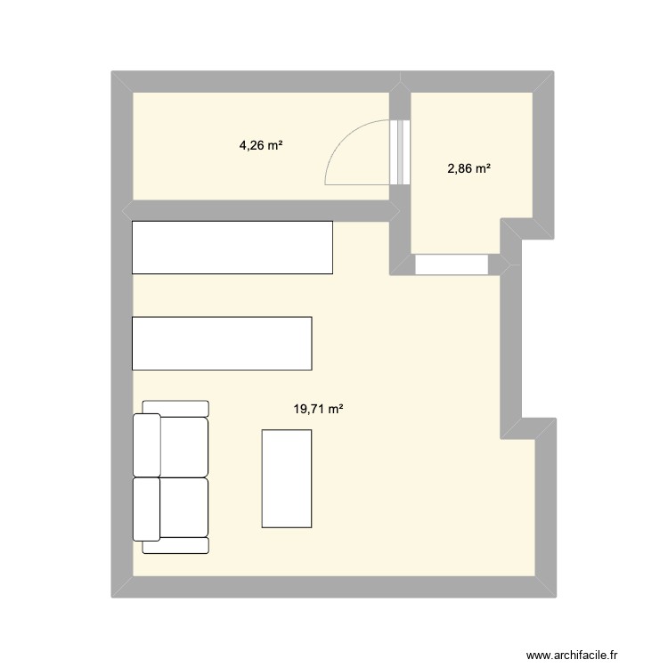 Appartement - Plan 3 pièces 27 m2 dessiné par nassimlounadi
