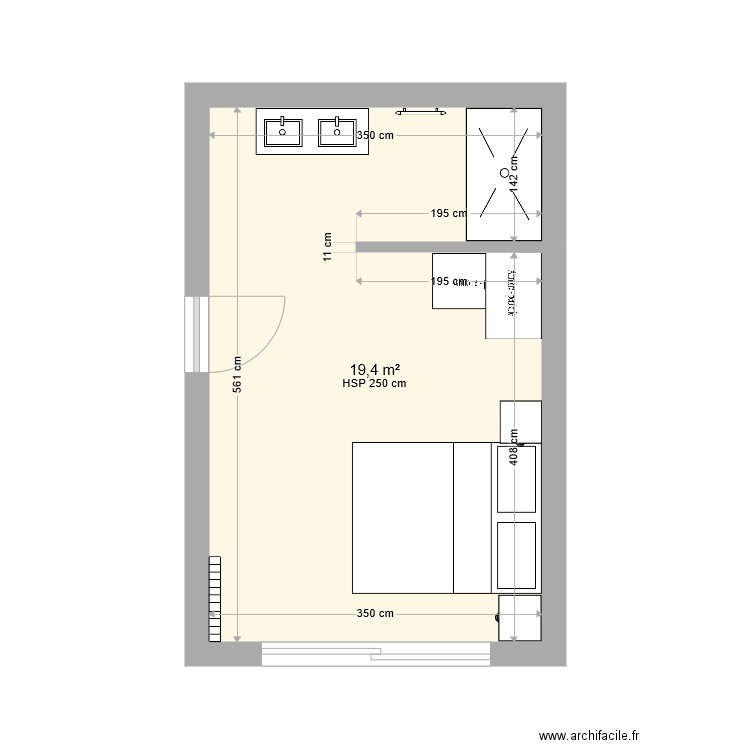 Suite v2. Plan de 1 pièce et 19 m2