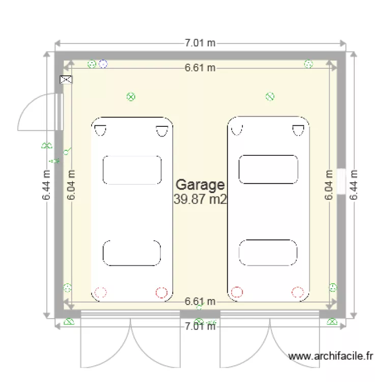 Double garage   atelier. Plan de 