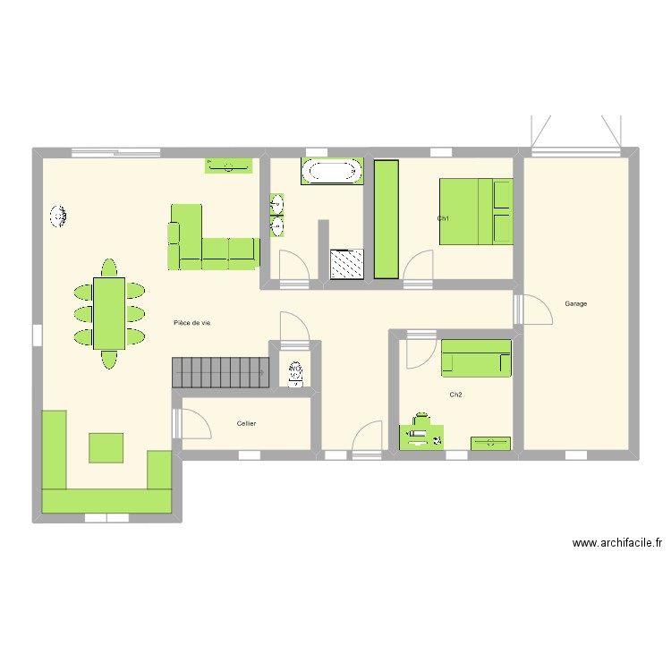 Dom 2. Plan de 7 pièces et 120 m2