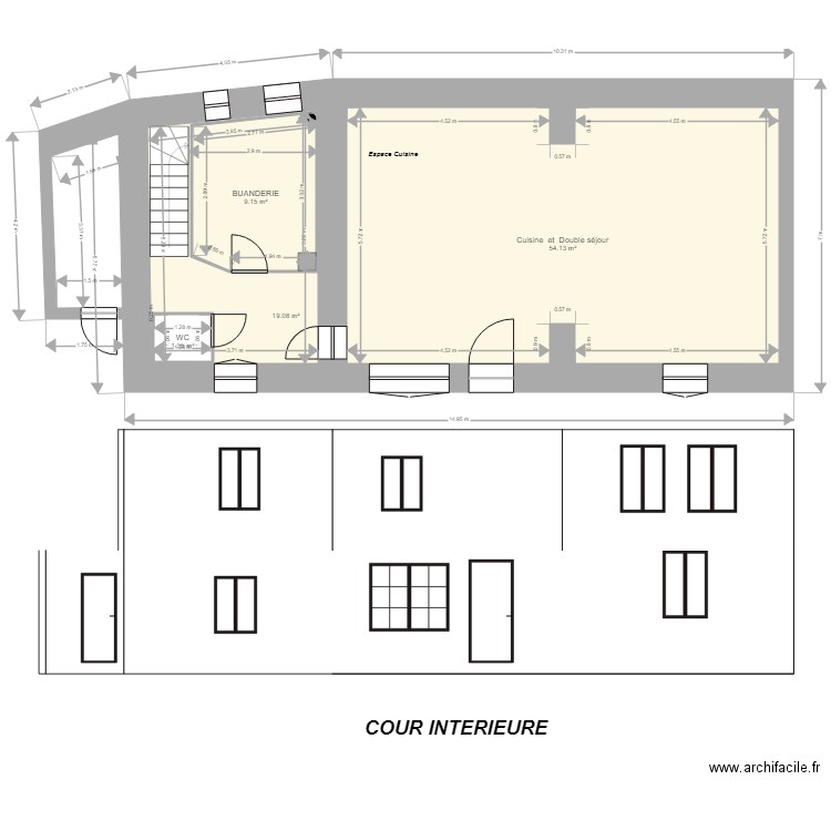 FACADE SUD AVANT. Plan de 13 pièces et 218 m2