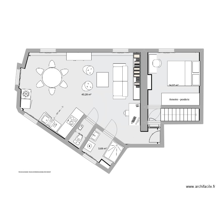 Immeubles industriels _ v3. Plan de 3 pièces et 58 m2