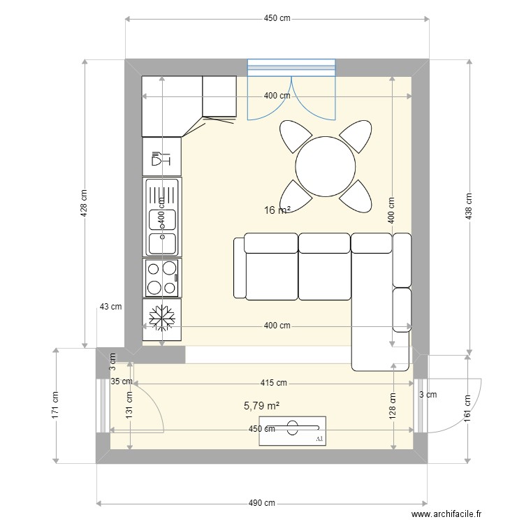 PROGETTO SOGGIORNO 03. Plan de 2 pièces et 22 m2