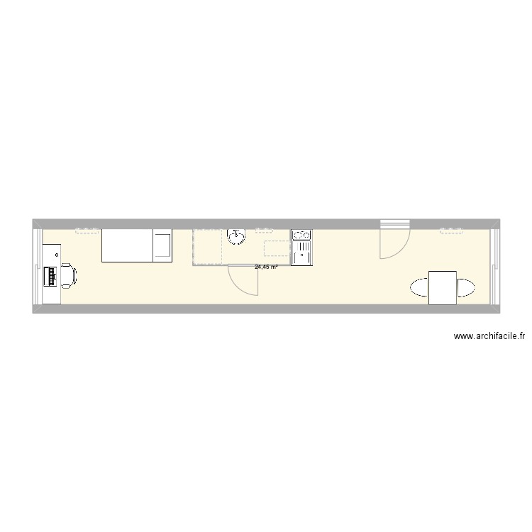 essaie. Plan de 1 pièce et 24 m2