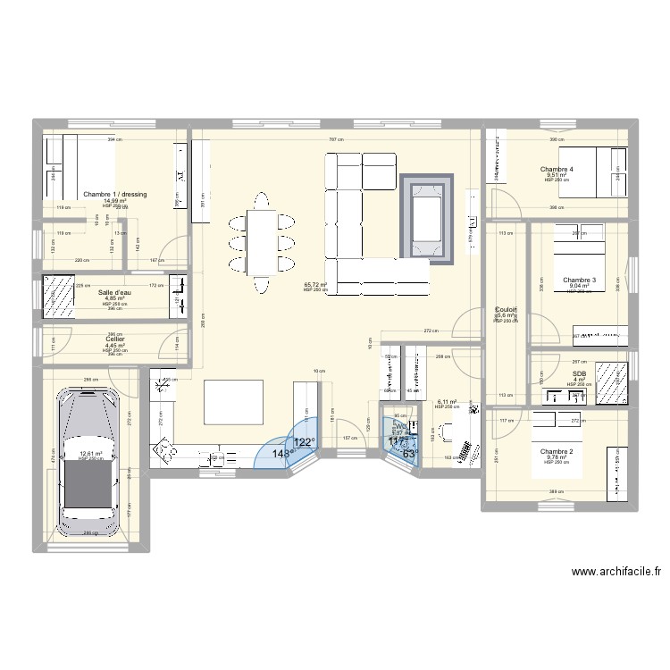 Maison 5. Plan de 12 pièces et 148 m2