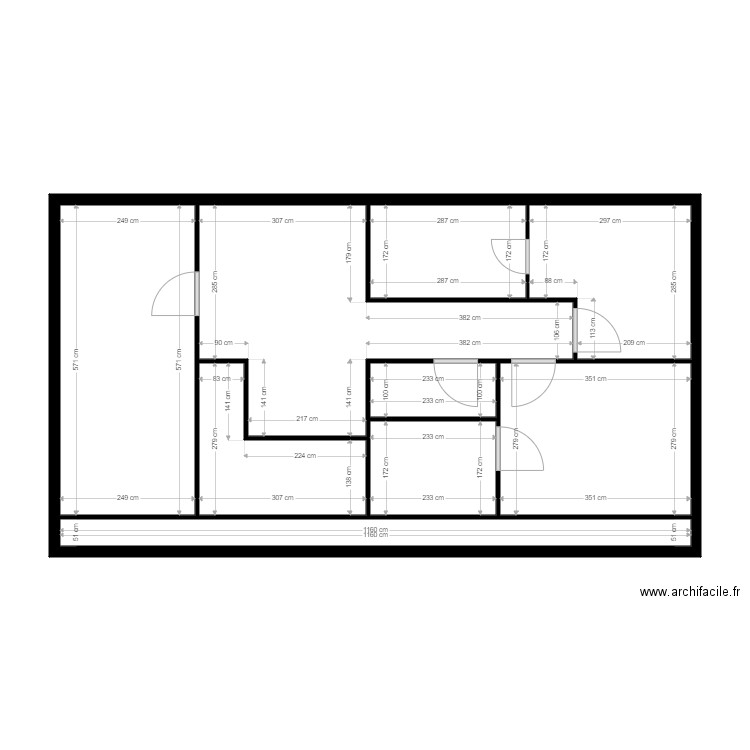 duboc R1. Plan de 9 pièces et 70 m2