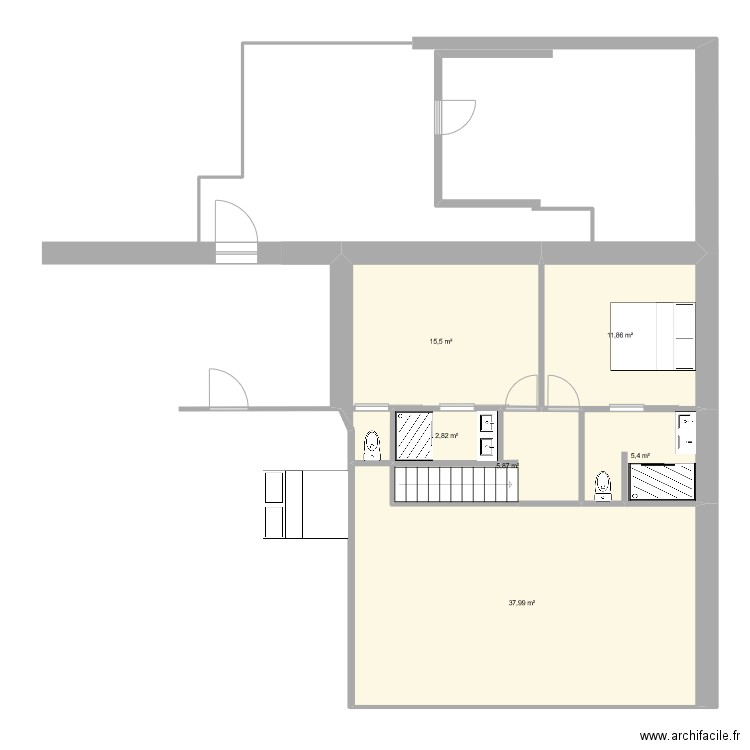 terrasse3. Plan de 6 pièces et 79 m2