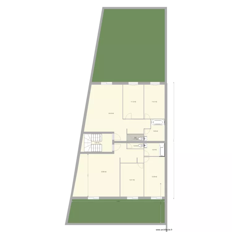 cel REZ DE CHAUSSEE Plancher  gazon br2. Plan de 