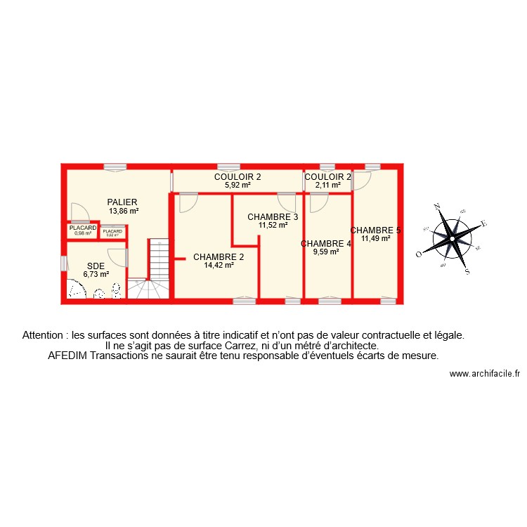 BI 8436 1er étage. Plan de 11 pièces et 80 m2