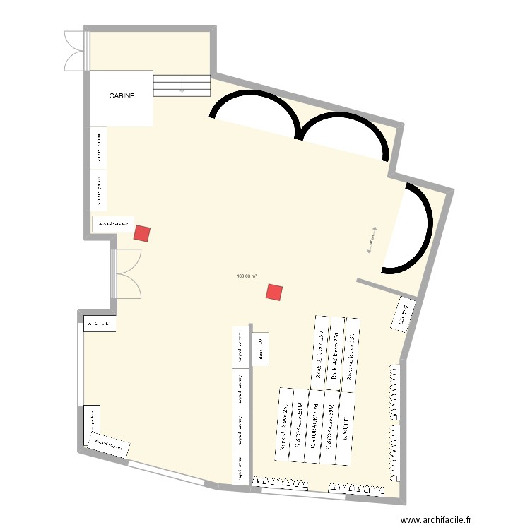 K2P V4. Plan de 1 pièce et 160 m2