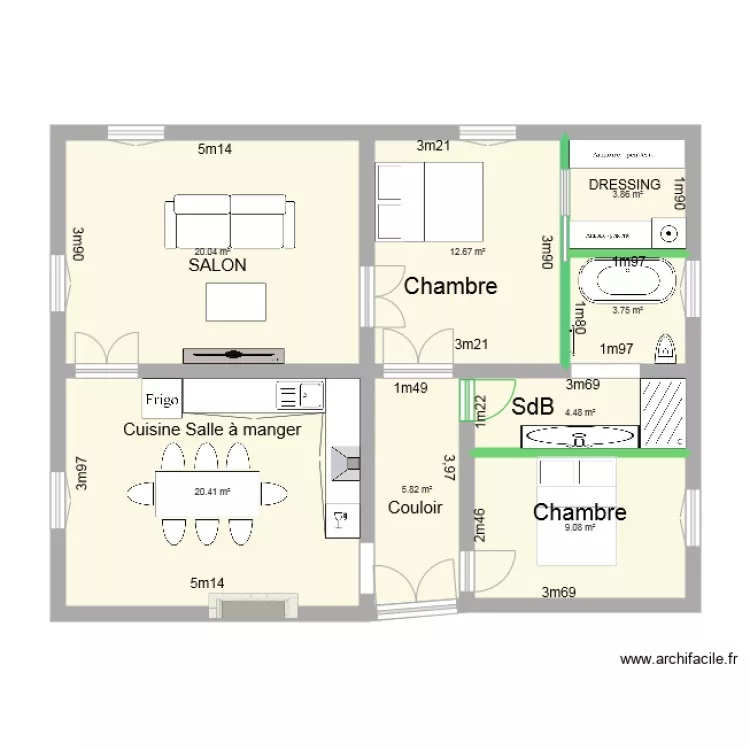 PLAN 1 chambre parfait . Plan de PLAN 1 chambre parfait . Plan de