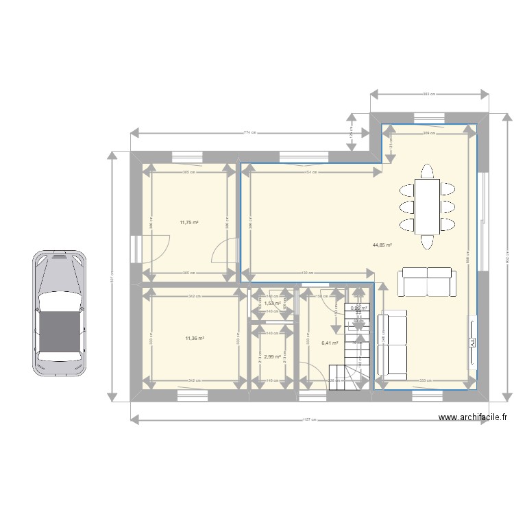 Leclere. Plan de 7 pièces et 80 m2