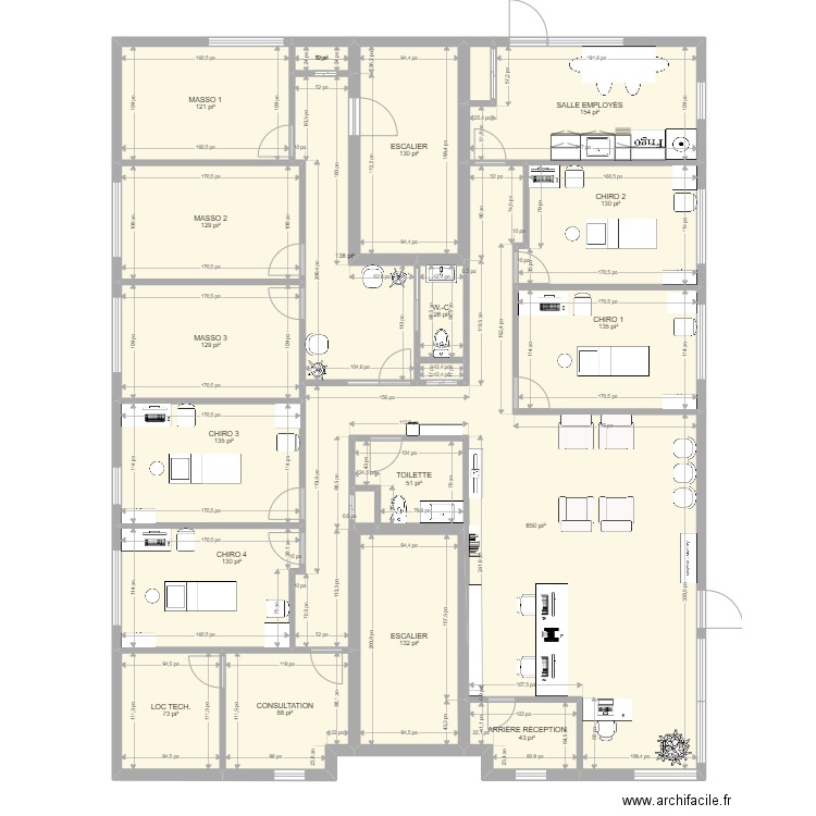 Nouvelle clinique septembre 2021 version architecte 2. Plan de 21 pièces et 225 m2