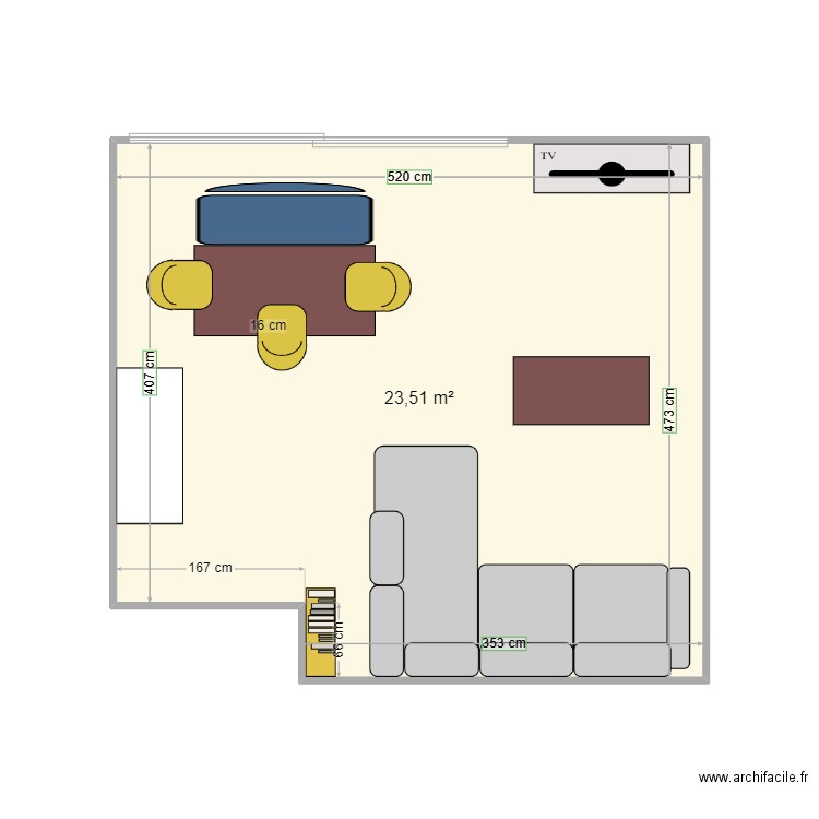 Salon #8. Plan de 1 pièce et 24 m2